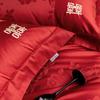 Juego de Cuatro Piezas de Algodón de Fibra Larga S100 Rojo Sencillo, Funda de Edredón 100% Algodón, Sábana Bajera 100% Algodón, Dote de Boda, Ropa de Cama para Boda