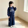 2026 Nuevo Estilo Coreano de Letras Conjunto Nuevo de Primavera y Otoño Moda ins Sudadera Unisex con Letras Conjunto de Dos Piezas para Niños