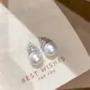 Pendientes Barrocos Retro de Plata con Zirconia y Perla Redonda, Pendientes de Lujo Ligero y de Alta Gama, Pendientes de Temperamento Simple y Suave