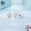 Pendientes Pequeños Frescos de Flor Rosa Simple Aifula Plata de Ley S925 Estilo Princesa Pendientes Dulces de Estrella Joyería para Mujeres