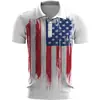 Camiseta POLO de Manga Corta para Hombre Impresa en 3D para el Día de la Independencia Europeo y Americano Transfronterizo, Top Deportivo Casual de Moda