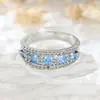 Anillo Rongxing Retro de Industria Pesada Transfronterizo Piedra Azul Anillo Multipiedra Montura de Bisel Montaje Denso Multicapa Diamantes Pequeños Elegante Accesorio Femenino