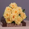 Venta al por mayor de fábrica de rosas artificiales, rosas de diamante de 9 cabezas, flores artificiales, cascada de pared de rosas, flores falsas, ramo de flores de seda