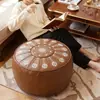 Bolsa de almacenamiento de cuero bordado original para taburete, bolsa de almacenamiento para sofá perezoso, otomana redonda de cuero, banco de almacenamiento para ropa vieja