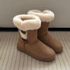Henan Sangpo pele de carneiro botas de neve de uma peça inverno sapatos grossos fivela de canto sapatos de algodão sapatos de algodão quentes