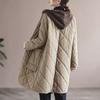 Chaqueta de Algodón Versátil de Longitud Media, Nuevo Estilo Otoño e Invierno 2026, Abrigo Grueso Acolchado de Moda y Sencillo con Capucha y Ropa de Algodón con Retazos para Mujer
