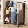 Rack de armazenamento de equipamentos de fitness de grande capacidade para uso doméstico com rodas, cesta de armazenamento móvel para raquetes de badminton, rolos de espuma e tapetes de yoga