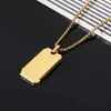 Collar con colgante de etiqueta militar biselada brillante de acero de titanio de alta gama europeo y americano transfronterizo, etiqueta de perro, collar colgante personalizado para hombre, accesorios, se puede grabar