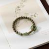 Pulsera de Sándalo Verde Natural Pulsera de Calabaza de Jade Hetian Pulsera de Cuentas Anillo Giratorio Guofeng para Novia Regalo de Año Nuevo