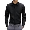 Camisa de Casamento Masculina Preta de Alta Qualidade Camisa Slim Business Formal Antirrugas Top Manga Longa Terno Camisa Masculina Moderna
