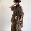 Estilo Novo de Verão Camisa Retro Japonesa com Estampa Completa de Manga Curta para Estudantes Masculinos e Femininos Estilo Étnico Casual Soltinha Jaqueta Camisa