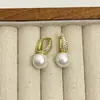 Aretes de Perlas de Circonita Micropavimentada Retro Francesa para Mujer, Nicho Lujo Ligero, de Alta Gama, Aretes y Aretes Simples y Versátiles