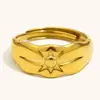 Moda Transfronteriza Europea y Americana Elegante Simple Versátil Acero Inoxidable Chapado en Oro de 18K Estrella Polar Anillo Abierto para Mujer Nicho