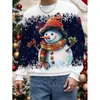2026 Nova Amazon Transfronteiriça Estilo Europeu Casual Americano Natal Moletom Masculino de Manga Longa com Gola Redonda