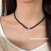 Souchuang Collar de Plata de Ley S925 con Perlas Ligeras y Ágata Negra para Mujer, Cadena Elegante de Clavícula de Gama Alta, Collar de Perlas