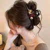 Lindo y elegante pinza de tiburón con forma de lazo, pinza para el pelo de moda con diseño floral, accesorio simple para peinados recogidos a medias