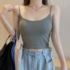 2022 verão exterior vestir beleza tubo superior com peito almofada superior quente menina fina ombro camisole mulheres curto desgaste interno