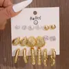 Set de 9 Pares de Aretes Originales Nuevos Dorados Transfronterizos Versátil Ccb Geométrico Estilo Minimalista Pendientes de Comercio Exterior Venta al por Mayor