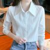 2025 Primavera e Outono Nova Camisa de Manga Longa Moda Camisa Elegante Elegante Casual Camisa de Lapela Cem Torres Top