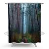 Cortina de ducha personalizada con impresión artística de paisaje de acuarela transfronterizo, de poliéster, impermeable, a prueba de moho, fabricantes de baños, novedad de 2018
