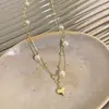Collar en Capas de Corazón de Perla para Mujer, Estilo Francés de Verano, Lujo Ligero, Sensación de Alta Gama, Gargantilla Delicada, Temperamento Suave, Cadena de Clavícula de Moda