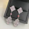 Versa Pendientes de Botón Doble Flor Ópera Italiana Buqilla Encaje de Esmalte de Color Diamante Trébol Anillo Abierto
