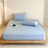 100% algodón, sábana bajera ajustada de punto de algodón Grado A, pieza única, colcha de punto de algodón jersey 100% algodón para niños, funda de almohada, sábana antideslizante, funda de edredón, adecuada para dormir sin ropa