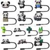 Comercio electrónico transfronterizo caricatura lindo panda tapa de goma para popote 8mm10mm a prueba de polvo joya para popote tubo recto joyería diy
