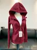 Moletom com capuz feminino de outono de Jimo, acinturado, casual, versátil, valoriza a silhueta, esportivo, jaqueta emagrecedora para outono e inverno