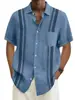 Camisas de Verano de Manga Corta para Hombre Europeas y Americanas con Impresión Digital, Cardigan Casual Simple de Talla Grande con Solapa