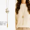 Cadena para Suéter de Collar Largo Geométrico, Accesorio de Lujo de Alta Gama, Versátil y de Moda, Colgante de Perla para Otoño e Invierno