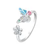 Moda Transfronteriza Más Vendido Anillo de Mariposa Esmaltado con Diamantes de Colores Personalizado para Mujer Anillo Abierto Ajustable de Lujo Ligero de Alta Gama
