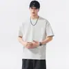 Camiseta Jacquard Textura Retro Americana Manga Corta para Hombre Verano Moderna Texturizada Estilo Old Money Holgada Casual Superior Hombre