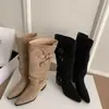 Botas de Caballero 2026, Botas Largas, Punta Fina, Tacón Alto, Otoño/Invierno, Tacón Grueso de Moda, Nuevas Botas Vaqueras Occidentales de Caña Alta