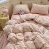 Juego de Cuatro Piezas de Cama Aeróbica de Doble Capa de Hilo Kapok Clase A, Sábanas de Cama Florales Frescas Pequeñas, Juego de Tres Piezas para Dormitorio, Suave al Tacto