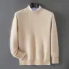 Suéter de cashmere puro 2026 outono e inverno novo masculino gola alta básica, suéter liso solto casual de negócios para meia-idade