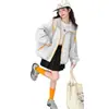 Chamarra con Capucha Estilo Coreano para Niñas 2026 Primavera y Otoño Nuevo Diseño Cremallera Bloqueo de Color Manga Larga Cortavientos Chamarra de Moda