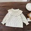 Camisa de Otoño e Invierno Cutemily para Bebé Niña con Estampado Floral de Manga Larga y Cuello con Volantes + Pantalones Cortos de Terciopelo Rosa