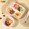 Wuhe Vajilla Infantil de Melamina Oso Pardo Antiescaldado Estilo Caricatura Tazón para Comida de Bebé Plato Multicompartimentos Vaso para Agua Cuchara Tenedor