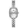 Reloj Minimalista Ovalado Goldie para Mujer con Cadena de Cuentas Metálicas, Resistente al Agua, Compacto, Exquisito, Versátil para el Trabajo, Reloj de Cuarzo