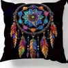 Nuevo Carrillón de Viento de Plumas Transfronterizo Funda de Cojín Multicolor Estampada en Lino Cojín para el Hogar Cojín para Silla de Oficina
