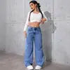Pantalones de Mezclilla de Pierna Recta Ancha de Tiro Alto Adelgazantes Sueltos de Longitud Completa Multicolores Europeos y Americanos Transfronterizos Nuevos, Jeans Casuales de Moda para Mujer