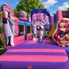 Castillo Inflable de Fiesta de Cumpleaños de Niña Dibujos Animados Cama Elástica Trampolín Interior y Exterior Parque de Diversiones Infantil Combinación de Tobogán