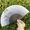 Leque Dobrável Estilo Antigo Transfronteiriço para o Verão, Estilo Chinês, Hanfu, Cheongsam, Leque Pequeno Dobrável de Bambu Portátil para Mulheres