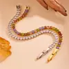 Pulsera de acero inoxidable de moda transfronteriza con retención de color, hebilla de diamante blanco y diamante de color, pulsera de hebilla de joyería exquisita chapada en oro de 18k con circonita