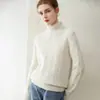 Otoño e Invierno Doble Hilo Engrosado Interior 100% Cachemira Pura Tejido de Punto Suéter de Cuello Alto para Mujer Tejido de Punto Camisa Base Suelta