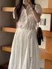 Vestido Camisa de Una Pieza con Cintura Fruncida Estilo Vintage de Nicho Dongdaemun Coreano para Mujer