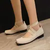 48 Zapatos de Mujer con Correa de Viaje para Primavera y Otoño con Banda de Talla Grande 40 Zapatos de Comercio Exterior Nuevo Cuadrado Tacón Medio Zapatos de Vestir con Blanco y Negro