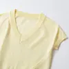 Atravessando a Fronteira Aliexpress 2026 Primavera Novo Estilo Simples Cor Sólida Gola V Manga Curta Casual Tricô Malha Top 9598046