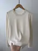 BORBOTIE Ropa de Punto para Mujer 2026 Otoño/Invierno Nuevo BC Lentejuelas Mezcla de Lino y Algodón Cuello Redondo Manga Larga Top
